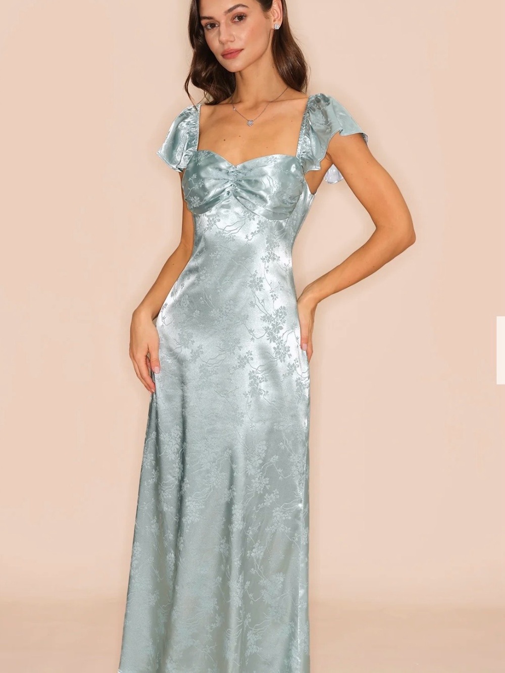 Rihoas Green/Blue Floral Sweetheart Necklice Maxi Dress